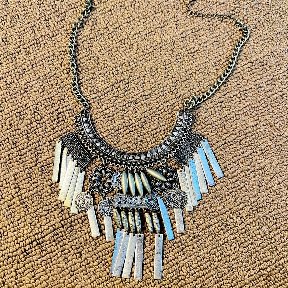 Silver Boho Statement Necklace